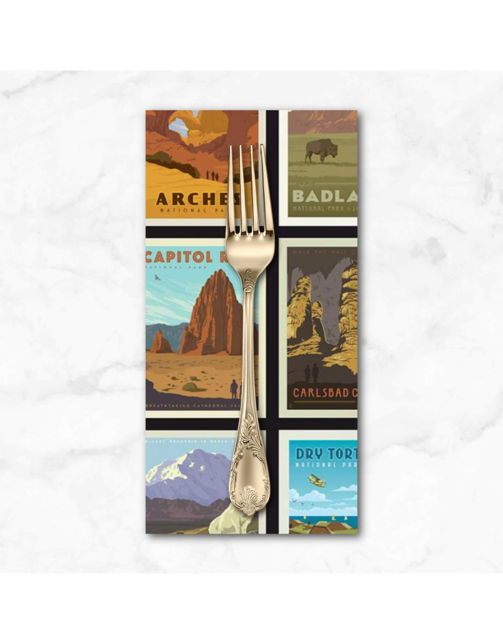 PD's Riley Blake Collection National Parks, Posters in Black, Dinner Napkin