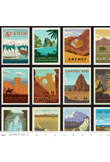 PD's Riley Blake Collection National Parks, Posters in Black, Dinner Napkin