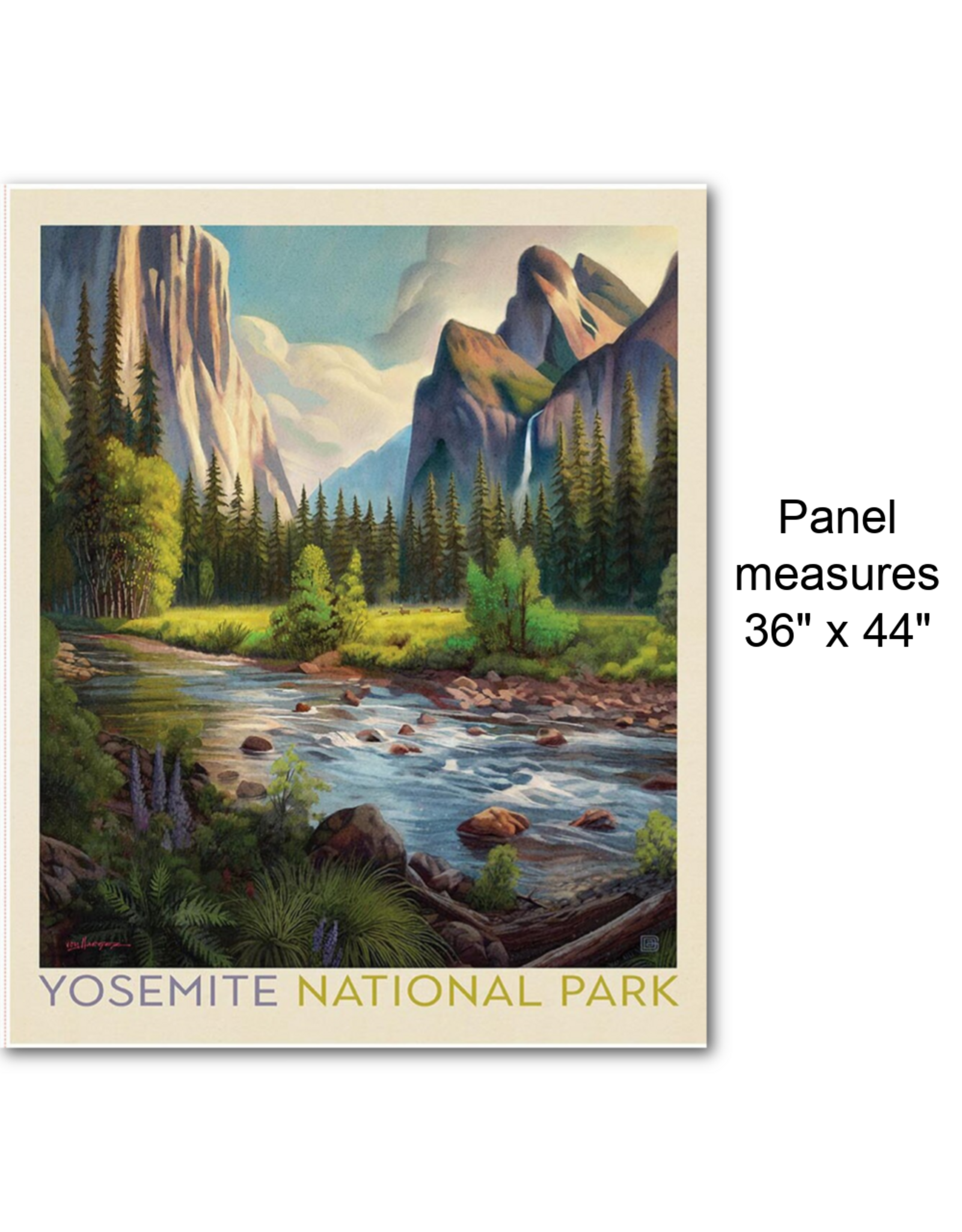Riley Blake Fabrics National Parks, Yosemite Poster Panel, Digitally Printed, 36x44"  Fabric Panel