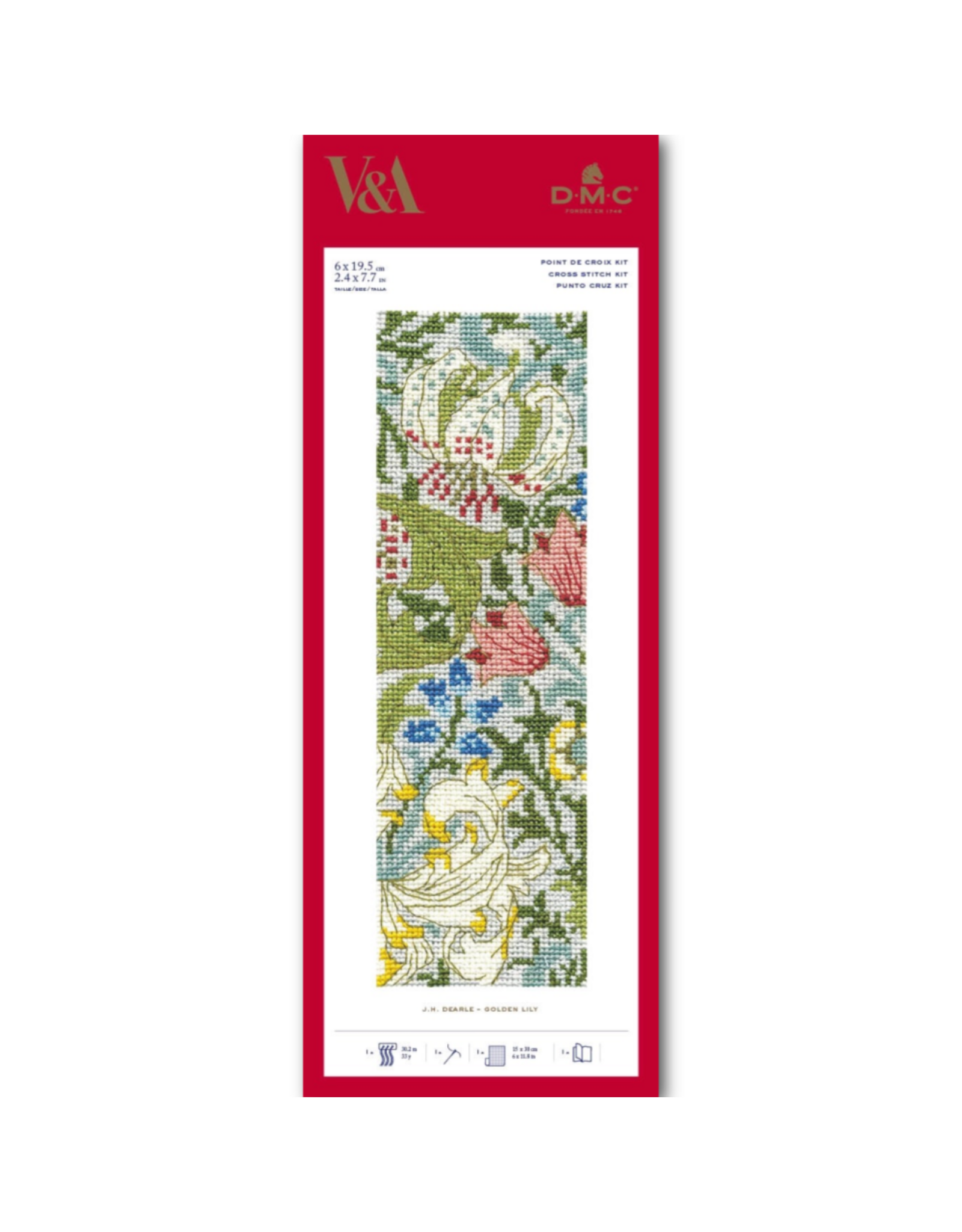 DMC Golden Lily by J.H. Dearle, Cross Stitch Bookmark Kit