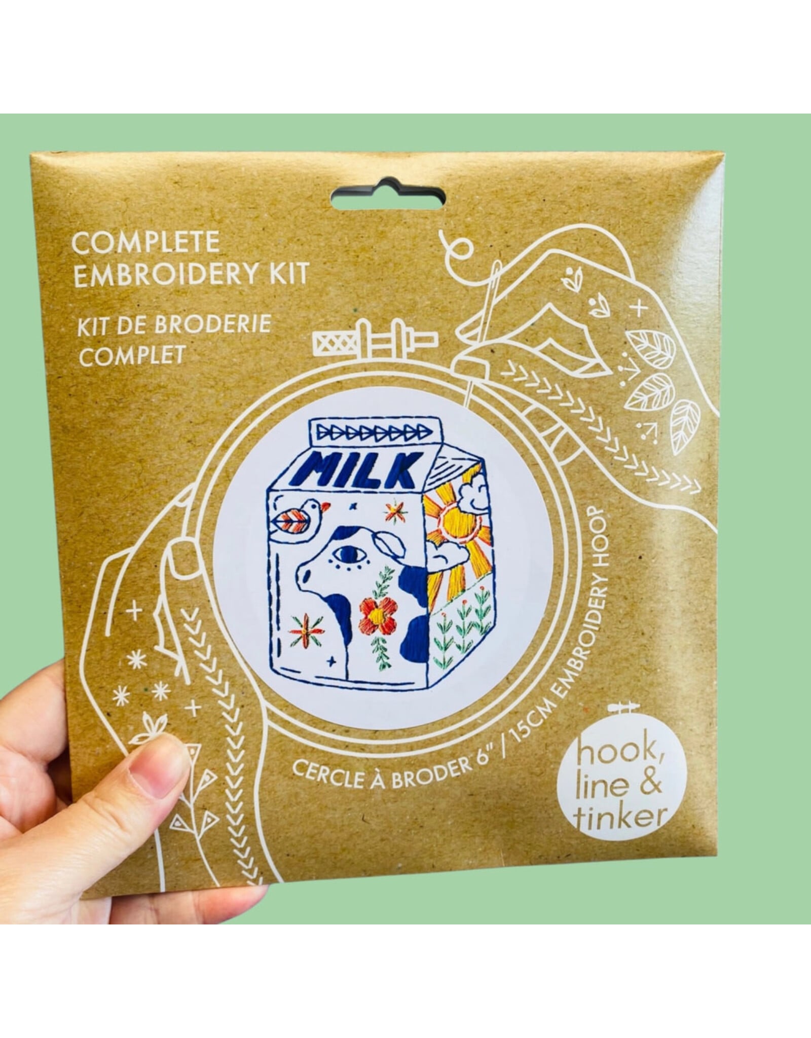 Hook, Line & Tinker Milk,  Embroidery Kit