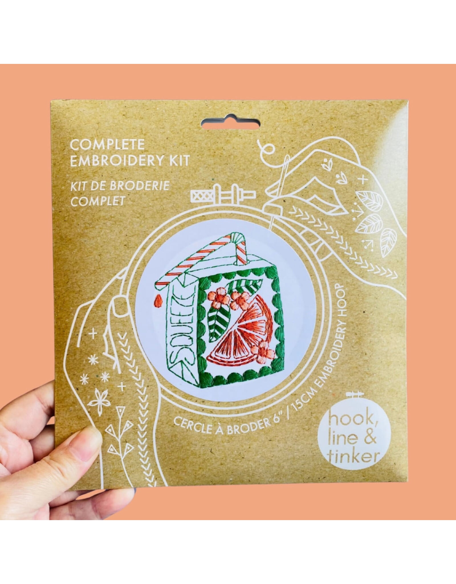 Hook, Line & Tinker Orange Juice Box,  Embroidery Kit