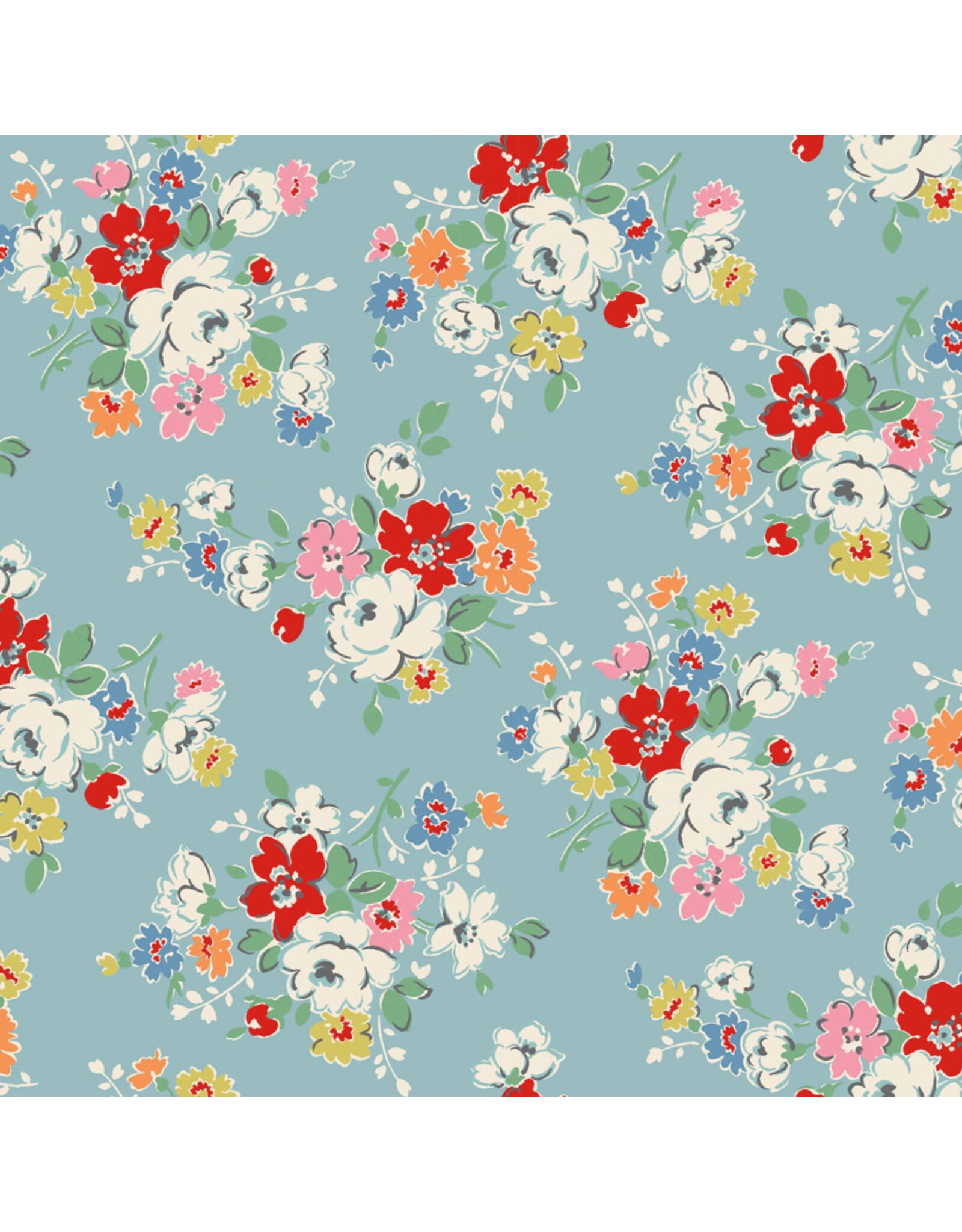 Riley Blake Fabrics Cath Kidston Signature Collection, Clifton Rose in Blue, Fabric Half-Yards