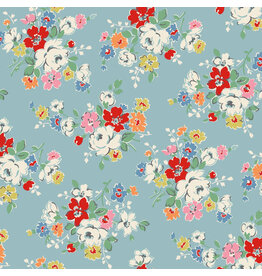 Riley Blake Fabrics Cath Kidston Signature Collection, Clifton Rose in Blue, Fabric Half-Yards