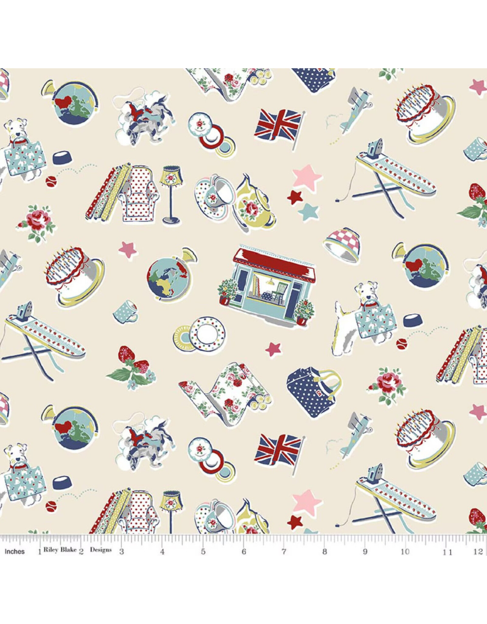 PD's Riley Blake Collection Cath Kidston Signature Collection, Icons in Cream, Dinner Napkin