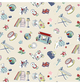 Riley Blake Fabrics Cath Kidston Signature Collection, Icons in Cream, Fabric Half-Yards