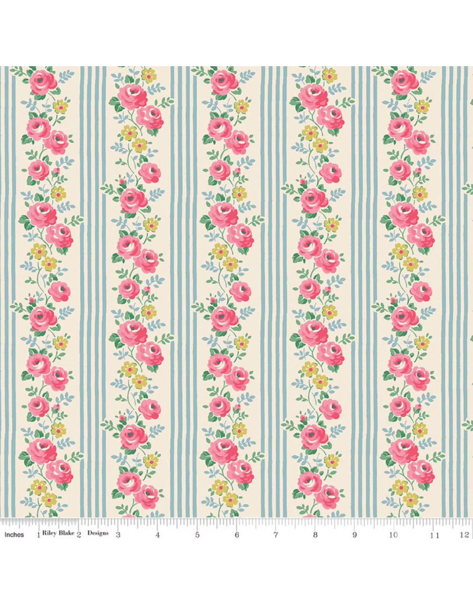 Riley Blake Fabrics Cath Kidston Signature Collection, Stripe in Blue, Fabric Half-Yards