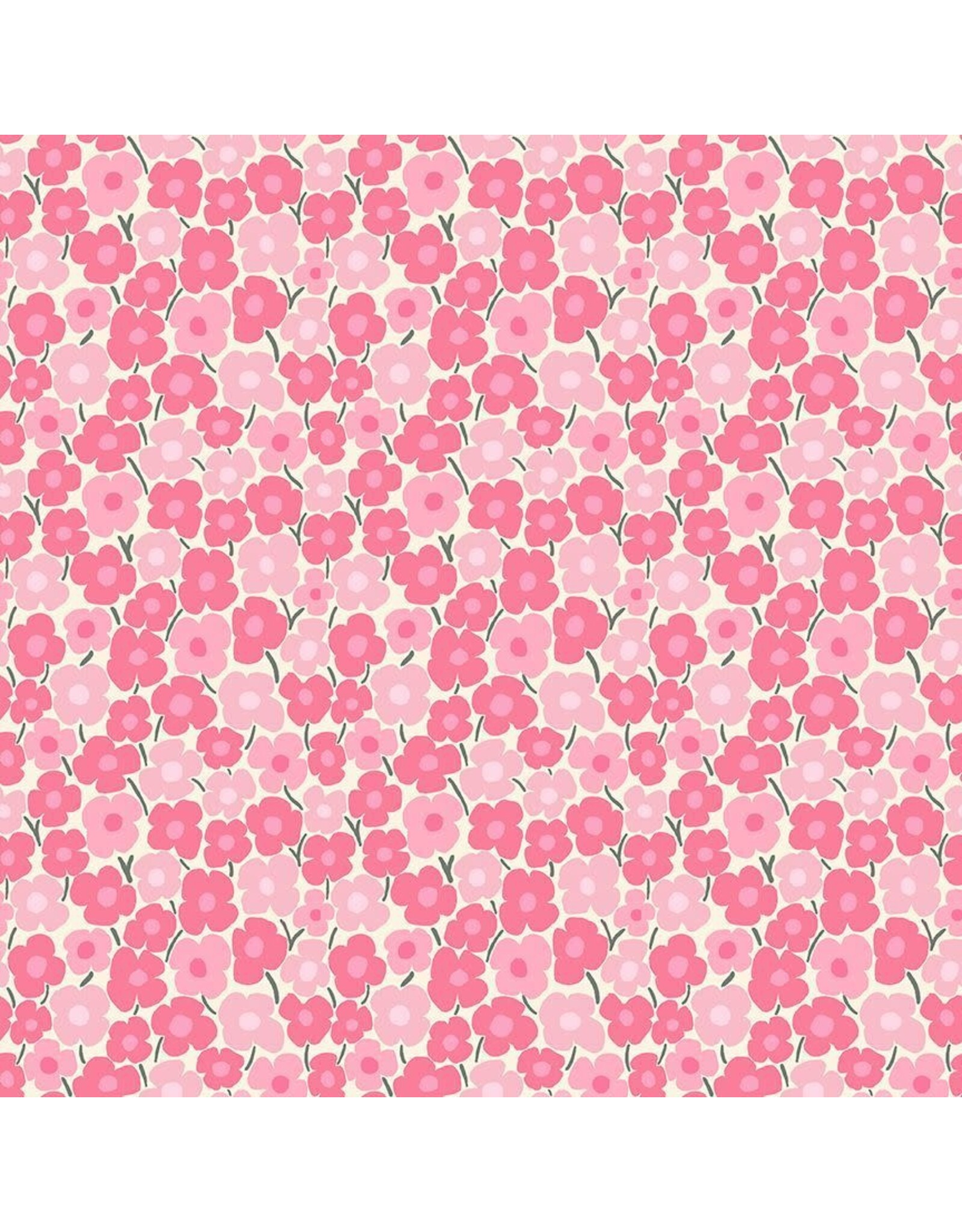 Dear Stella Pink Pony Club, Flower Power in Cream, Fabric Half-Yards