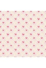 Dear Stella Pink Pony Club, Heart Beat in Cream, Fabric Half-Yards