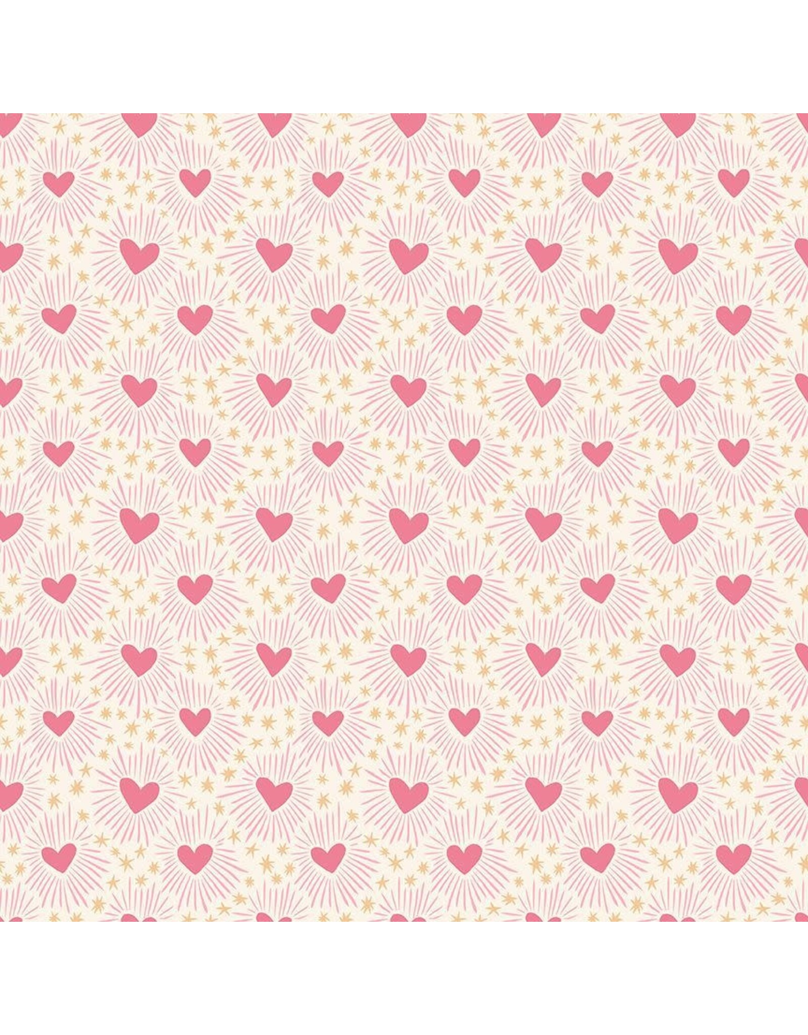 Dear Stella Pink Pony Club, Heart Beat in Cream, Fabric Half-Yards