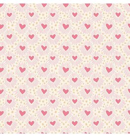 Dear Stella Pink Pony Club, Heart Beat in Cream, Fabric Half-Yards