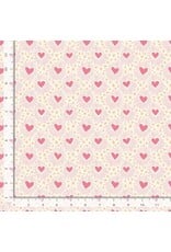 Dear Stella Pink Pony Club, Heart Beat in Cream, Fabric Half-Yards