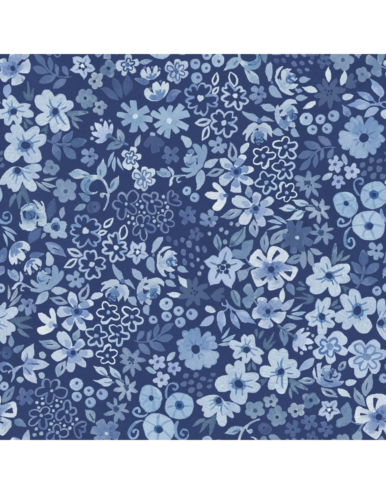 White Owl Textiles Florette in Chambray, Fabric Half-Yards
