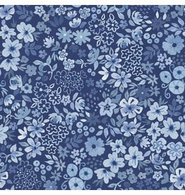 White Owl Textiles Florette in Chambray, Fabric Half-Yards