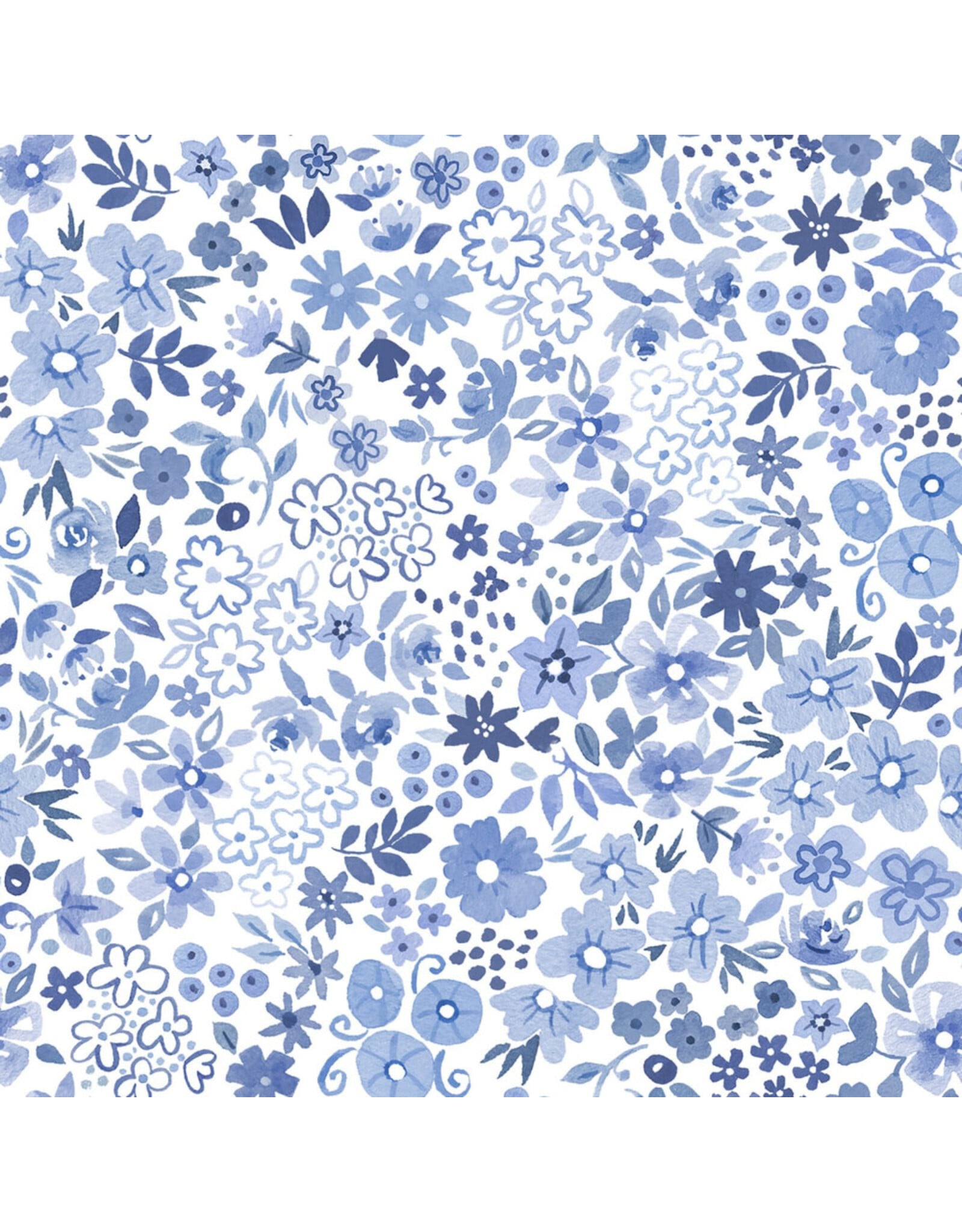 White Owl Textiles Florette in Light Denim, Fabric Half-Yards