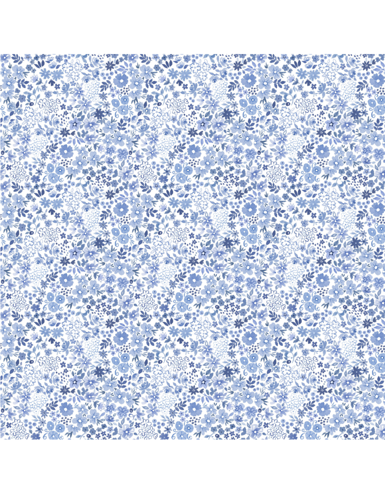 White Owl Textiles Florette in Light Denim, Fabric Half-Yards