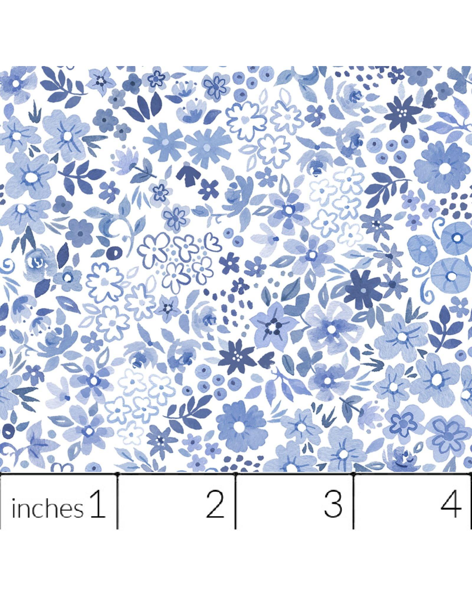 White Owl Textiles Florette in Light Denim, Fabric Half-Yards