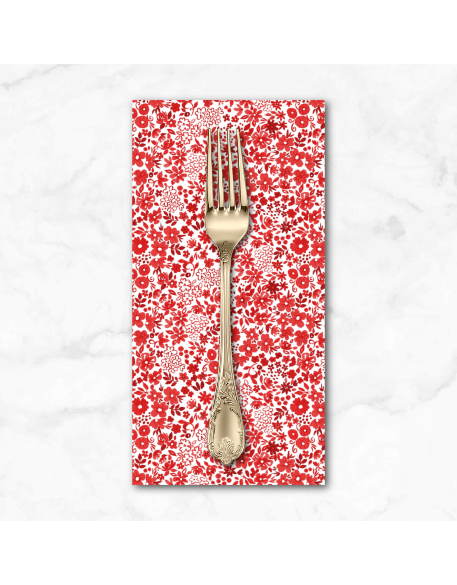 PD's White Owl Textiles Collection Florette in Red, Dinner Napkin