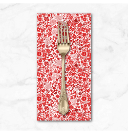 PD's White Owl Textiles Collection Florette in Red, Dinner Napkin