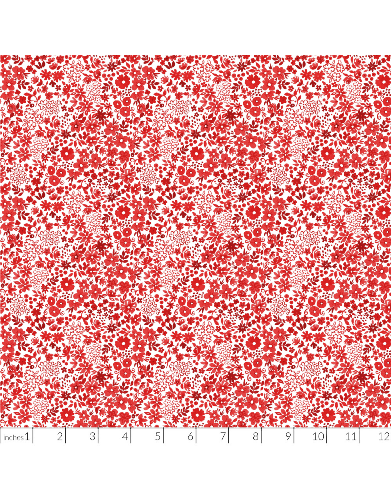 PD's White Owl Textiles Collection Florette in Red, Dinner Napkin