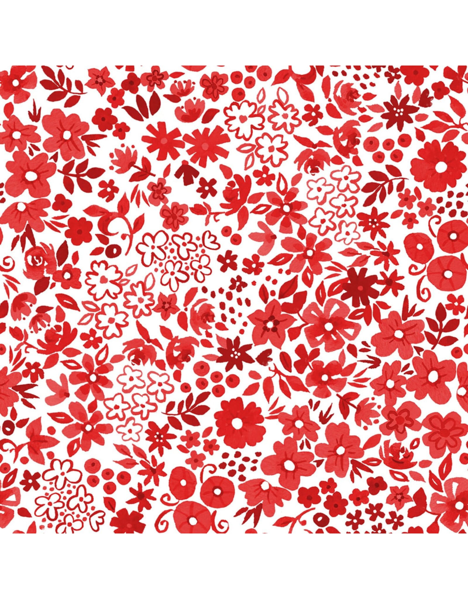 White Owl Textiles Florette in Red, Fabric Half-Yards