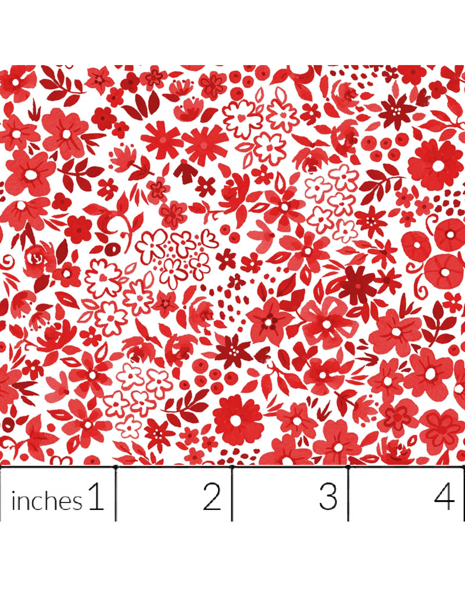 White Owl Textiles Florette in Red, Fabric Half-Yards