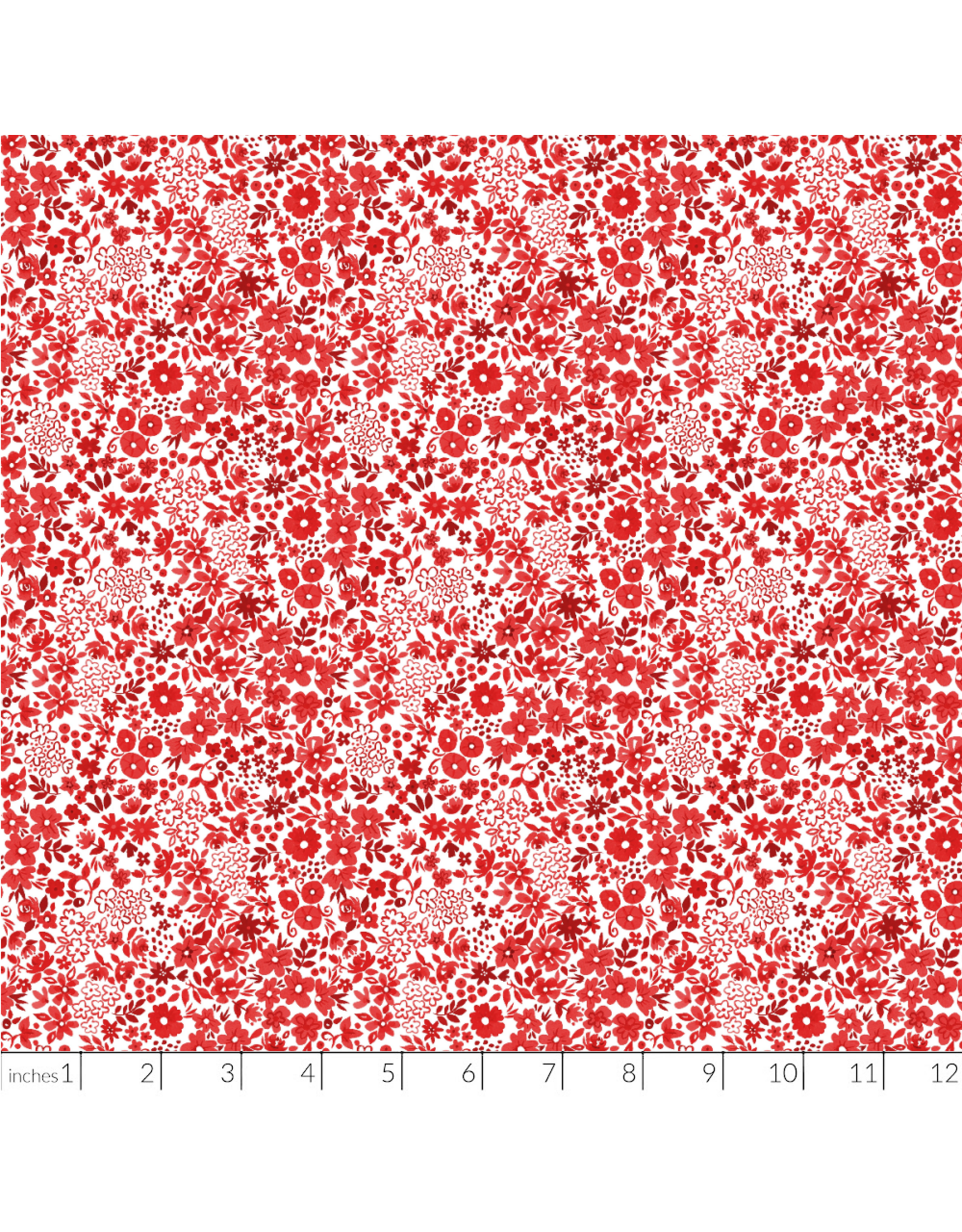White Owl Textiles Florette in Red, Fabric Half-Yards