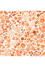 White Owl Textiles Florette in Tangerine, Fabric Half-Yards