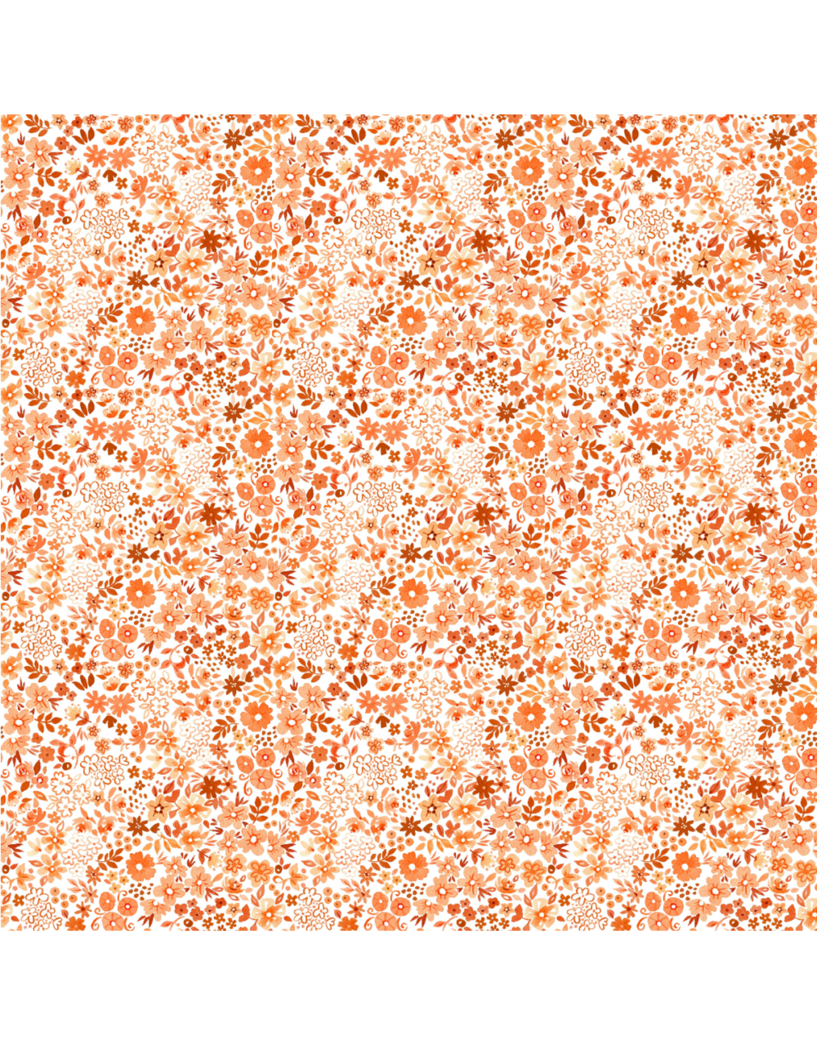 White Owl Textiles Florette in Tangerine, Fabric Half-Yards
