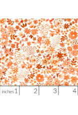 White Owl Textiles Florette in Tangerine, Fabric Half-Yards