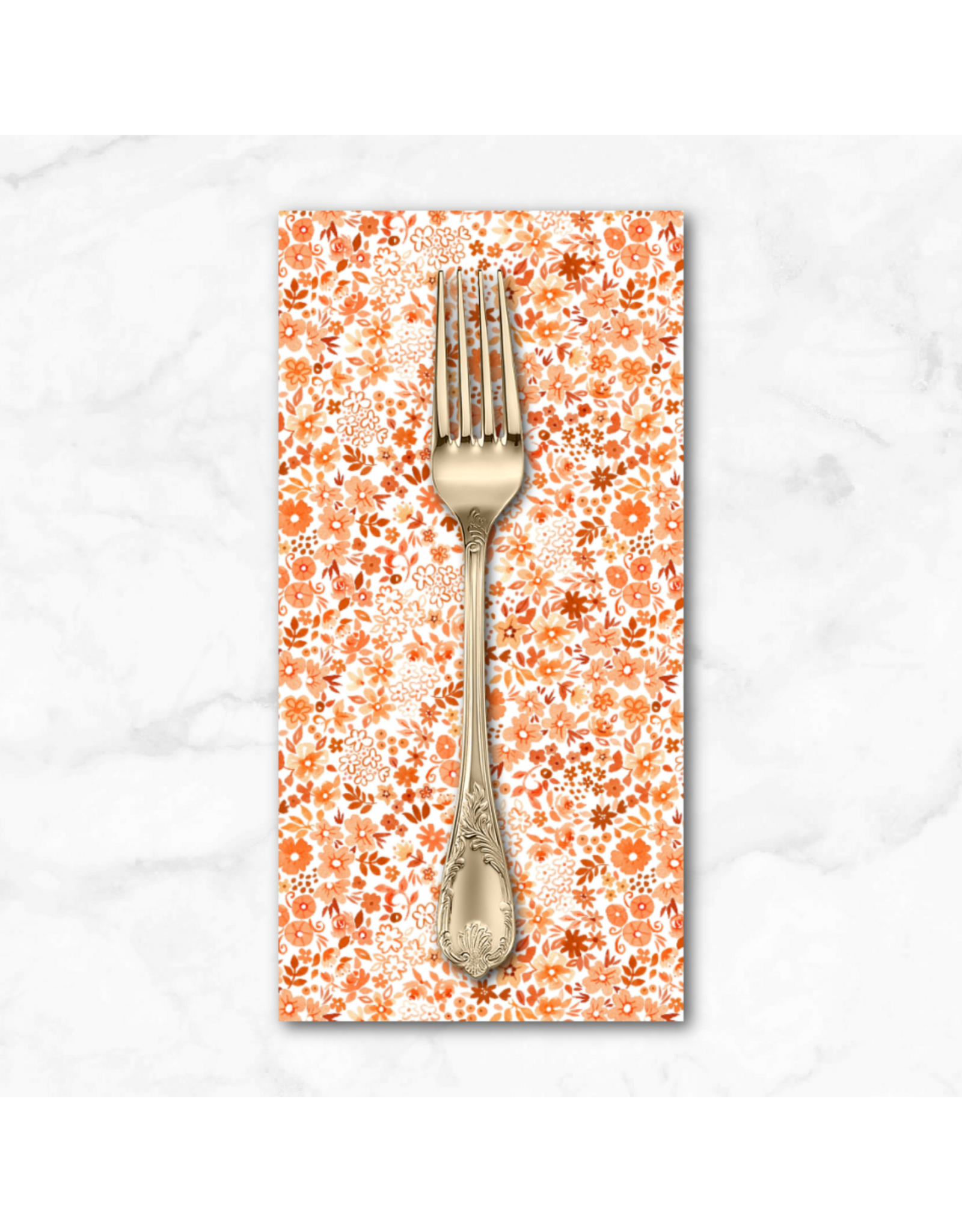 PD's White Owl Textiles Collection Florette in Tangerine, Dinner Napkin