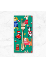 Christmas Collection Santa's Little Yelper in Emerald, Dinner Napkin