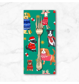 Christmas Collection Santa's Little Yelper in Emerald, Dinner Napkin