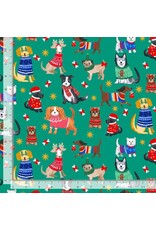 Christmas Collection Santa's Little Yelper in Emerald, Dinner Napkin