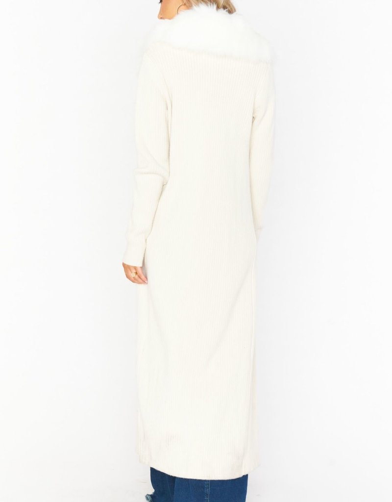 lombardi faux fur long cardigan