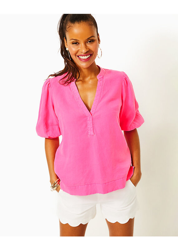 Lilly Pulitzer Mialeigh Elbow Sleeve Linen Top