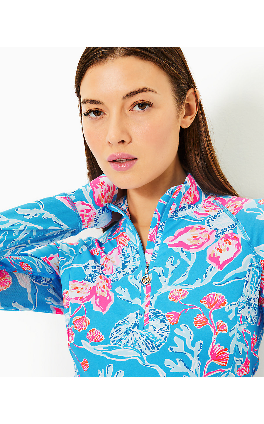 Lilly Pulitzer Marion Mesh Printed Panel Half Zip
