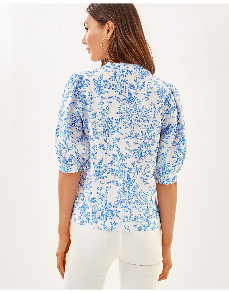 Lilly Pulitzer Mialeigh Elbow Sleeve Linen Print Top