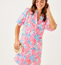 Lilly Pulitzer Mialeigh Elbow Sleeve Linen Printed  Dress