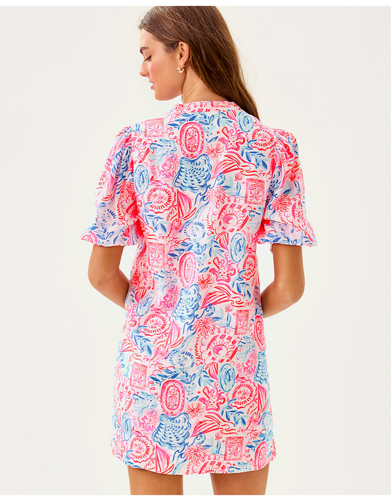Lilly Pulitzer Mialeigh Elbow Sleeve Linen Printed  Dress