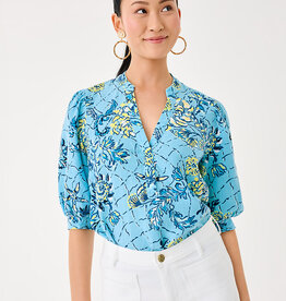 Lilly Pulitzer Mialeigh Elbow Sleeve Linen Print Top
