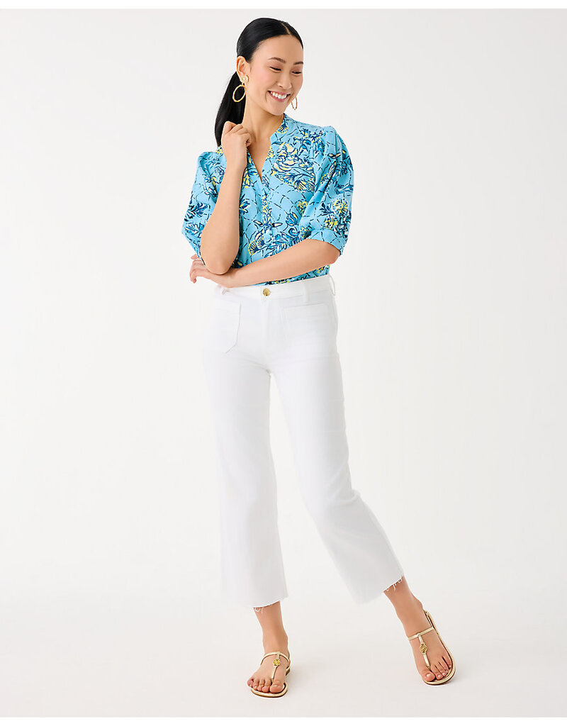 Lilly Pulitzer Mialeigh Elbow Sleeve Linen Print Top