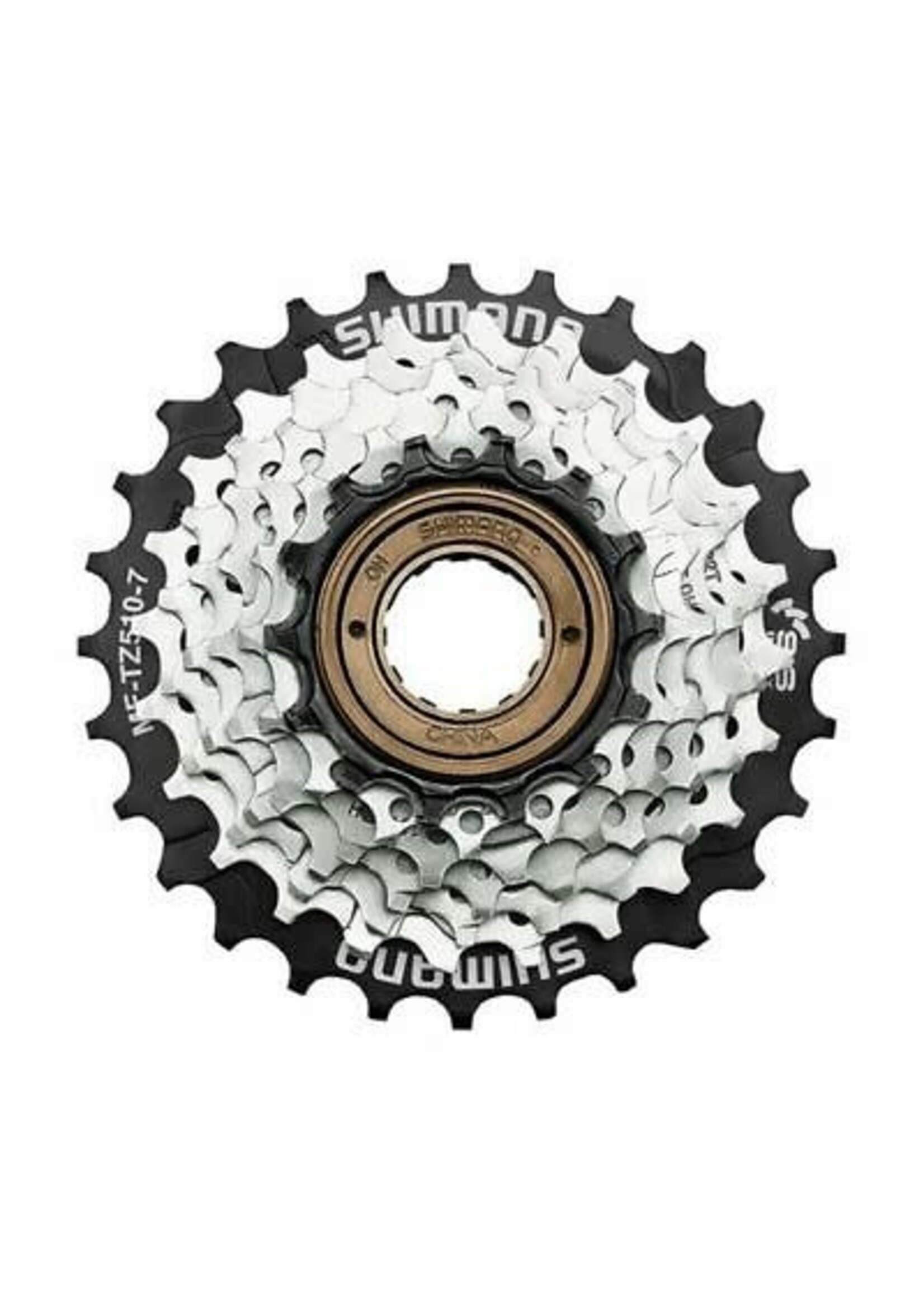 Shimano MULTIPLE FREEWHEEL SPROCKET, MF-TZ510 14-28T, 7-SPEED, 14-16-18-20-22-24-28T, W/SPOKE PROTECTOR