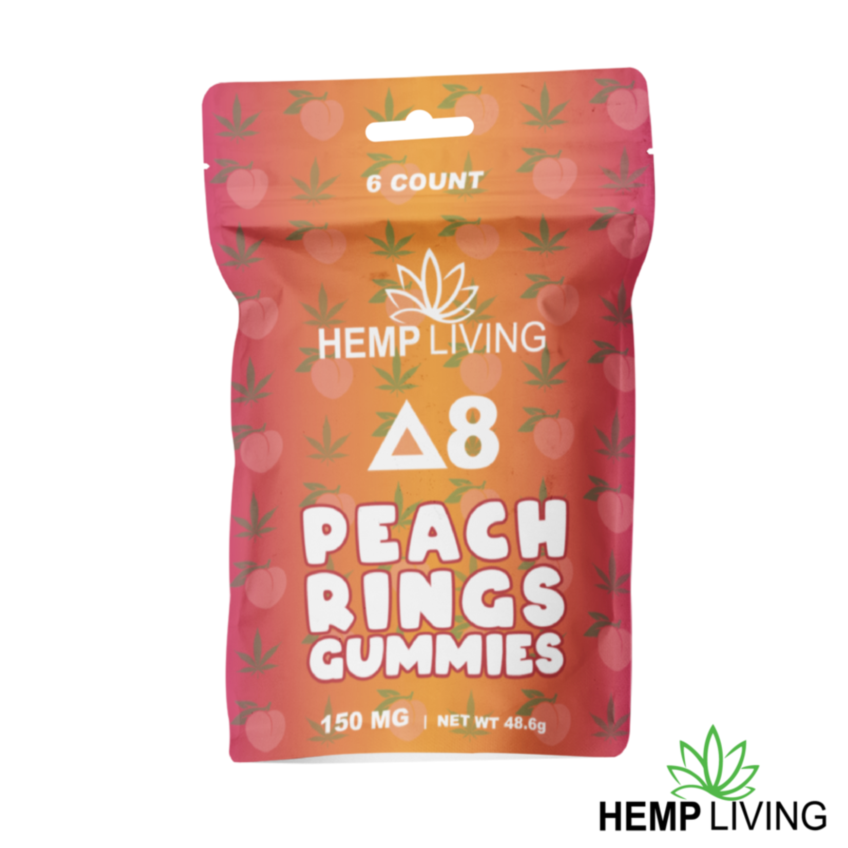 Hemp Living Delta 8 Gummies Peach Rings 6 count  (Hemp Living)