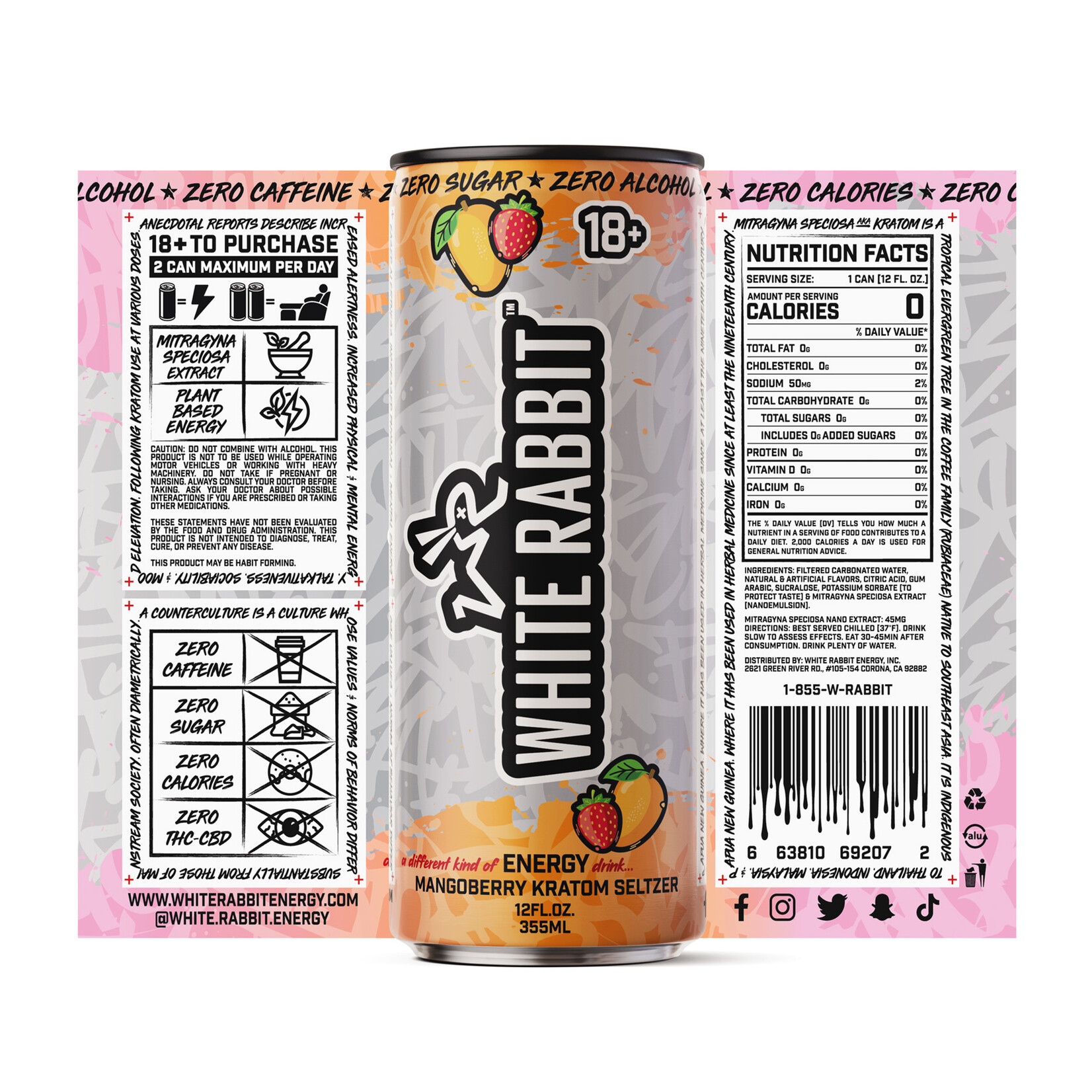 White Rabbit Energy White Rabbit-Mango Berry Seltzer