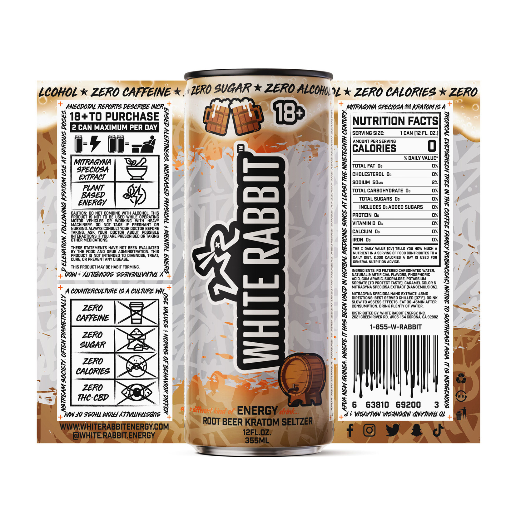 White Rabbit Energy White Rabbit-Root Beer Seltzer