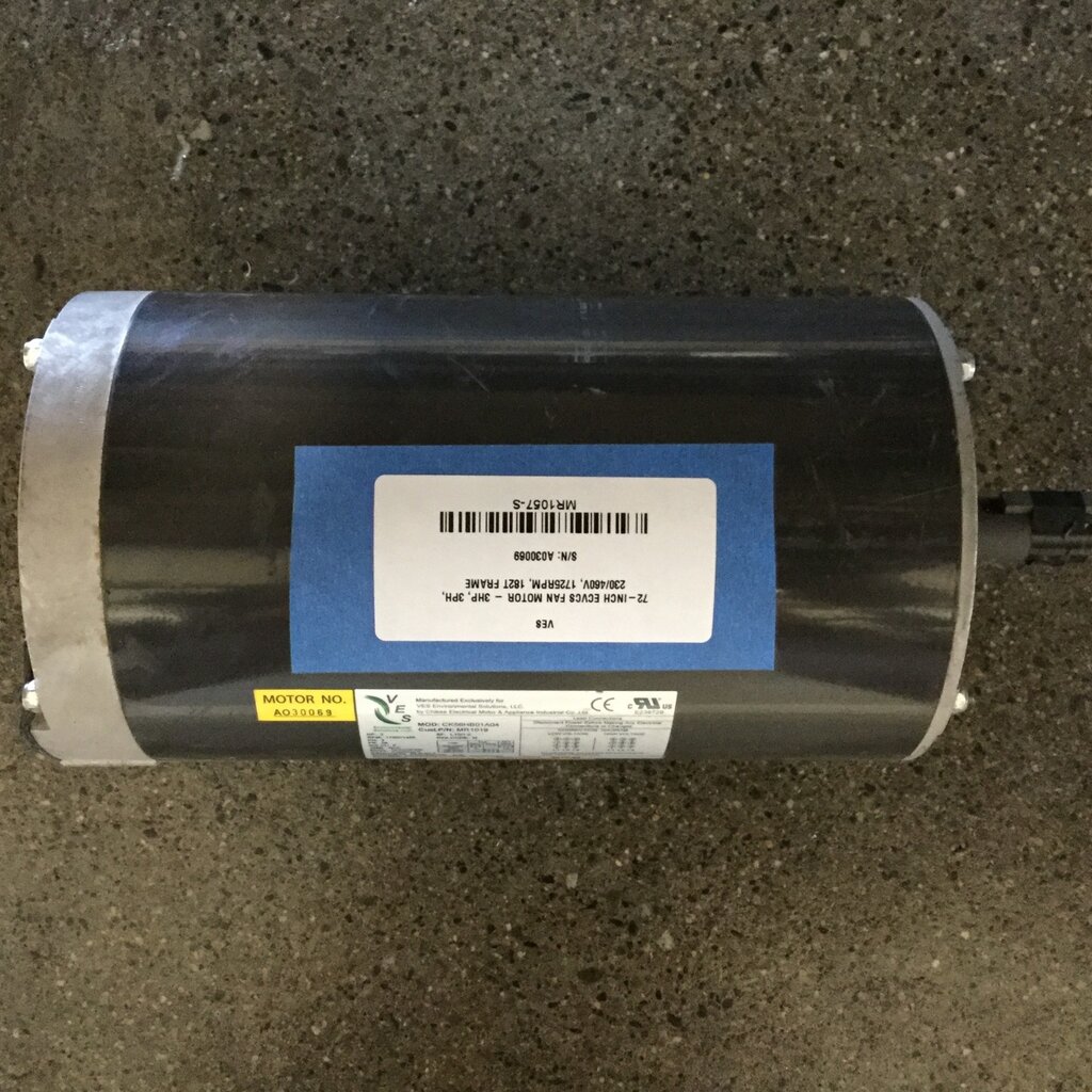 VES 103599 - 72" ECVCS FAN MOTOR 3HP, 3PH, 230/460V, 1725RPM, 182T FRAME