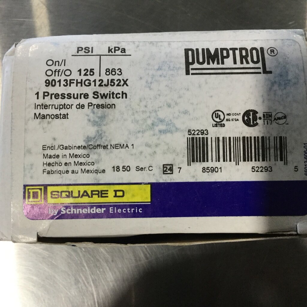 AIR COMPRESSOR PRESSURE SWITCH FIXED 30 psi., RANGE 70-50 psi.