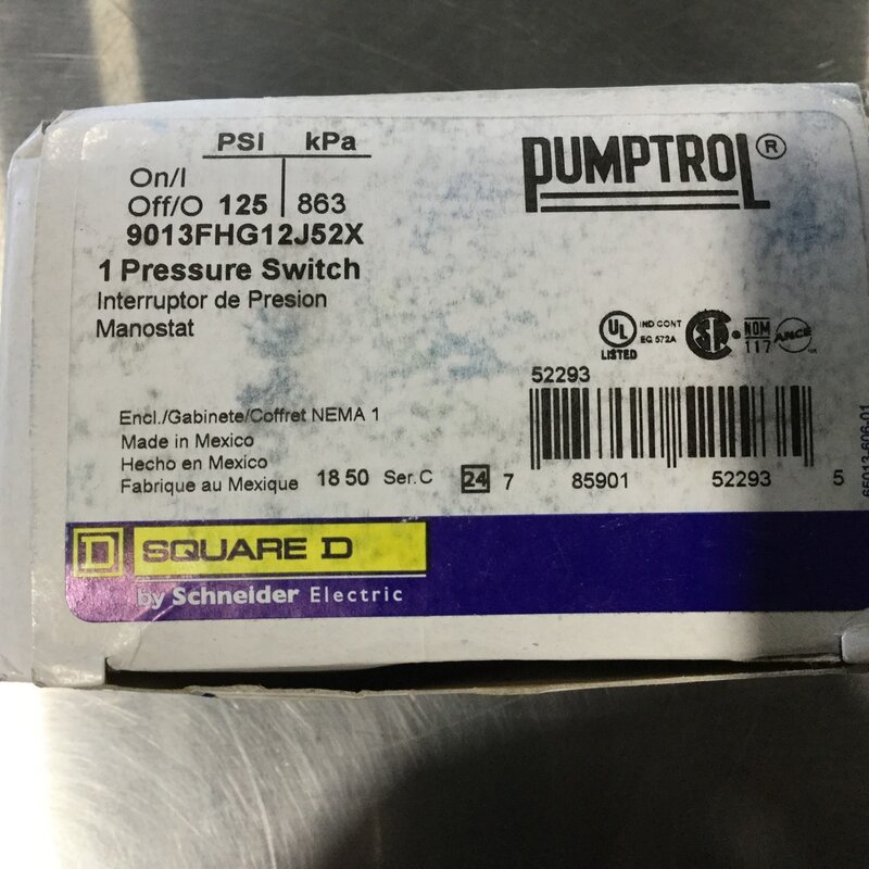 AIR COMPRESSOR PRESSURE SWITCH FIXED 30 psi., RANGE 70-50 psi.