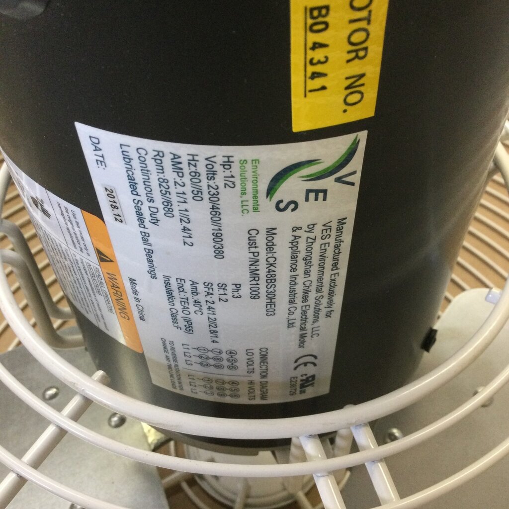 VES 36" HVB FAN .5HP, 3PH, 230/460V W/ BRACKET